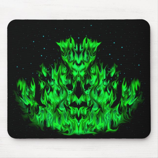 The green Flame Monster in The Starlight Sky Mouse Mat (Front)