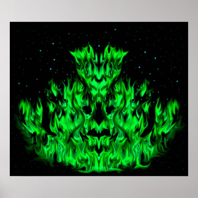 The green Flame Monster in The Starlight Sky Poster (Front)