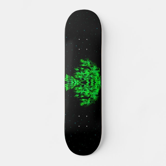 The green Flame Monster in The Starlight Sky Skateboard (Front)
