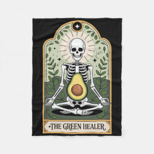 The Green Healer Skeleton Avocado Yoga Mystic Fleece Blanket