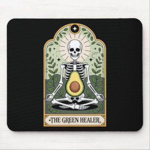 The Green Healer Skeleton Avocado Yoga Mystic  Mouse Mat