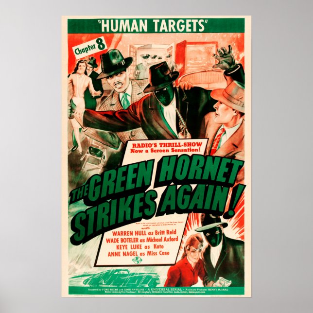THE GREEN HORNET STRIKES AGAIN! Hollywood Film Ad Poster (Front)