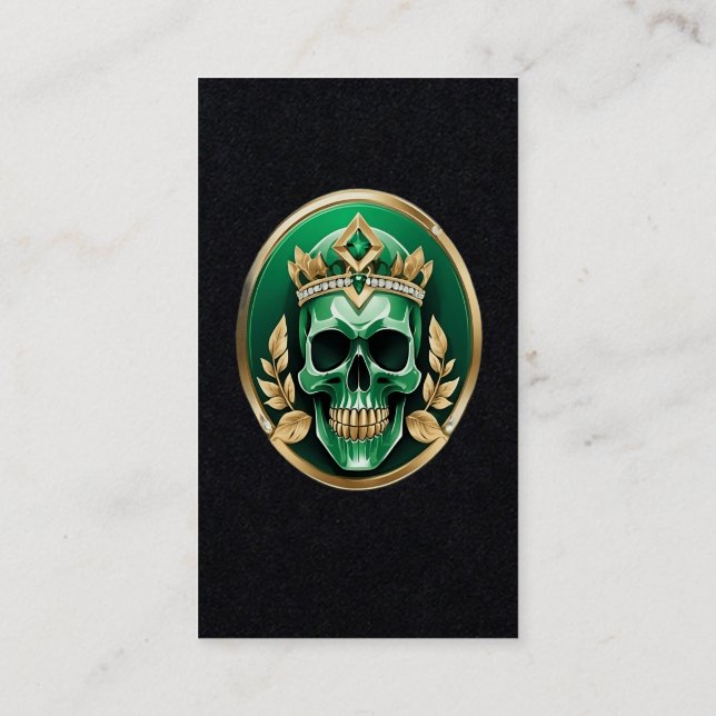 The Green King Skull with a Jewelled Crown Business Card (Back)