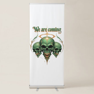 The Green King Skull with a Jewelled Crown Retractable Banner