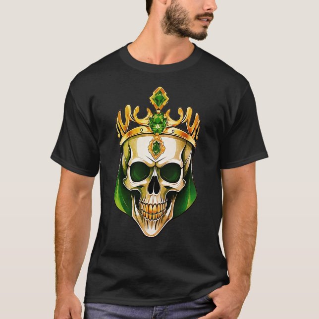 The Green King Skull with a Jewelled Crown T-Shirt (Front)