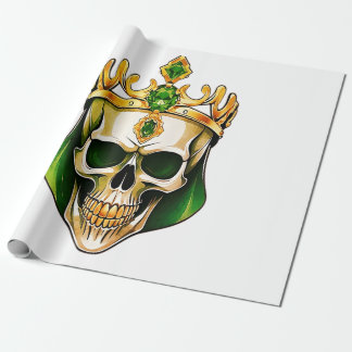 The Green King Skull with a Jewelled Crown Wrapping Paper
