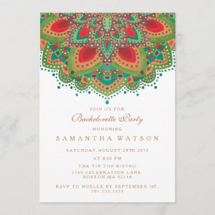 The Green Mandala Bachelorette Party Invitation