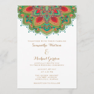 The Green Mandala Wedding Invitation Card