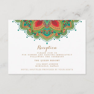 The Green Mandala Wedding Reception Card