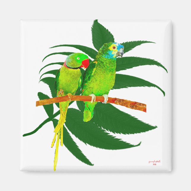The Green Parrots Gifts Magnet (Front)