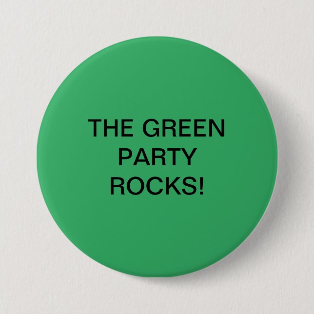 THE GREEN PARTY ROCKS! 7.5 CM ROUND BADGE (Front)