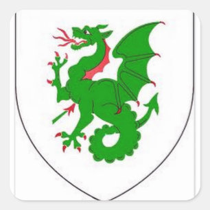 THE GREEN POLISH NATIONAL DRAGON COAT OF ARMS SQUARE STICKER