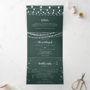The Green Rustic String Lights Trifold Wedding of
