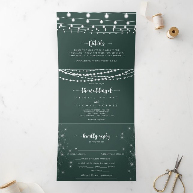 The Green Rustic String Lights Trifold Wedding of (Inside)