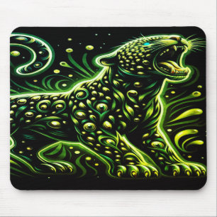 The Green Spotted Leopard On a Thick Laptop Tablet Mouse Mat