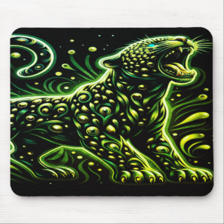 The Green Spotted Leopard On a Thick Laptop Tablet Mouse Mat