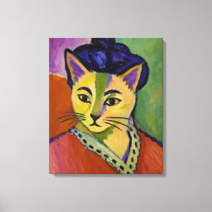 The Green Stripe Cat – Fauvist Matisse-Inspired Canvas Print