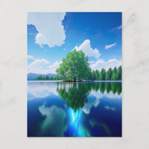 The Green Tree on the Tiny Island Postcard