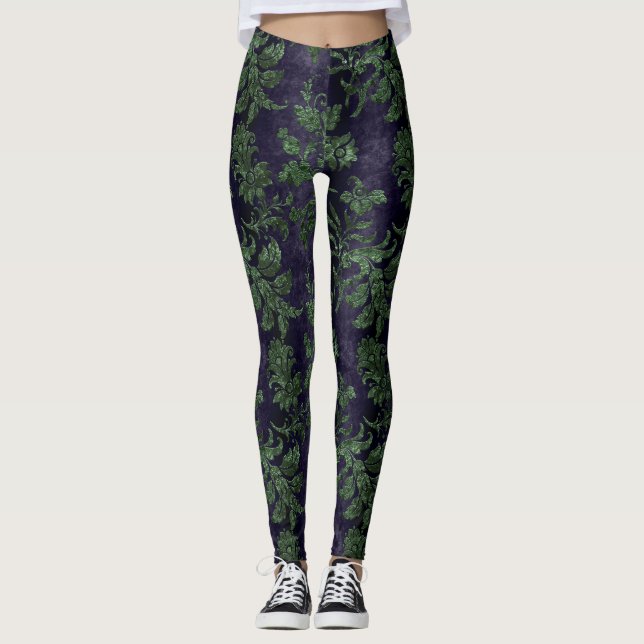 The Green Velvet  Series Design 13  Leggings (Front)