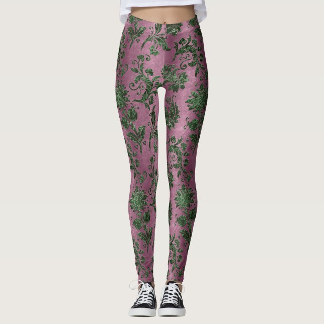 The Green Velvet  Series Design 19  Leggings (Front)