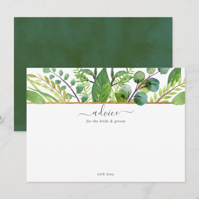 The Greenery & Gold Wedding Collection Advice Card (Front/Back)