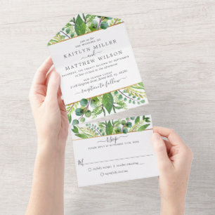 The Greenery & Gold Wedding Collection All In One Invitation