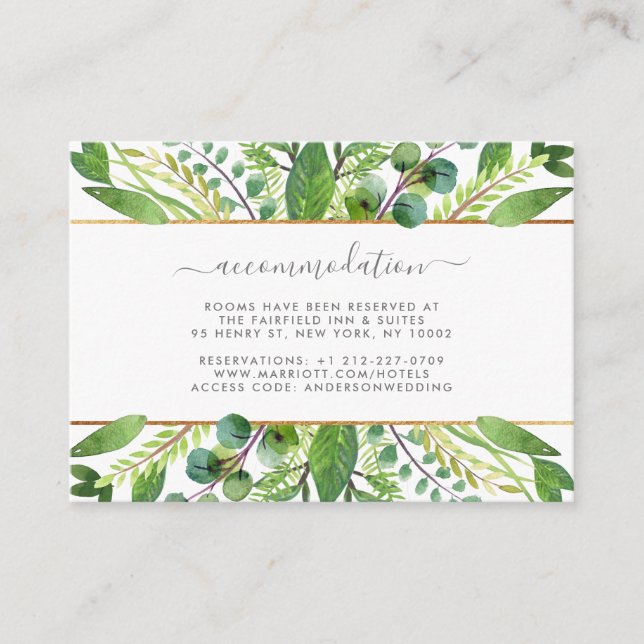 The Greenery & Gold Wedding Collection Enclosure Card (Front)