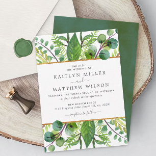 The Greenery & Gold Wedding Collection Invitation