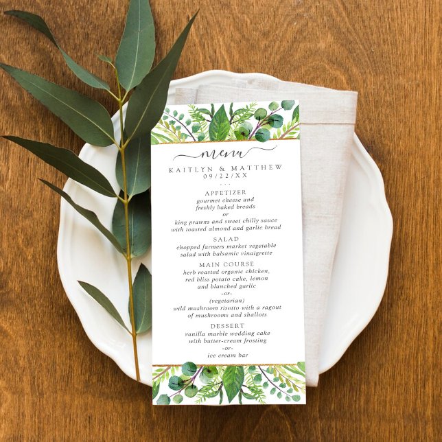 The Greenery & Gold Wedding Collection - Menu (Creator Uploaded)