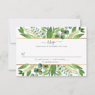The Greenery & Gold Wedding Collection RSVP Card