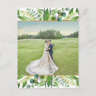 The Greenery & Gold Wedding Collection Thank You Announcement Postcard