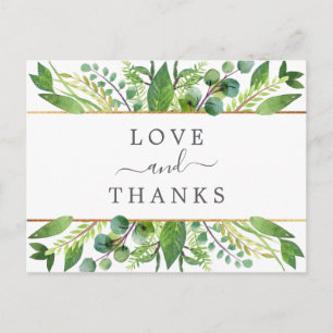 The Greenery & Gold Wedding Collection Thank You Announcement Postcard