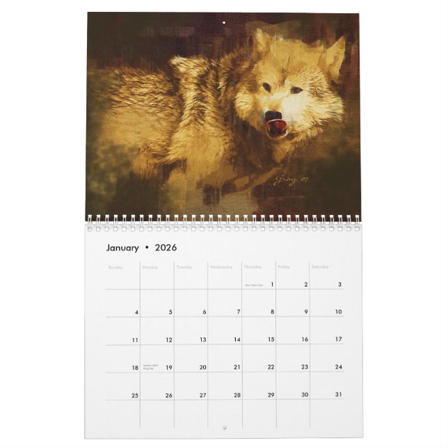 The Grey Wolves of Yellowstone Calendar (Jan 2026)