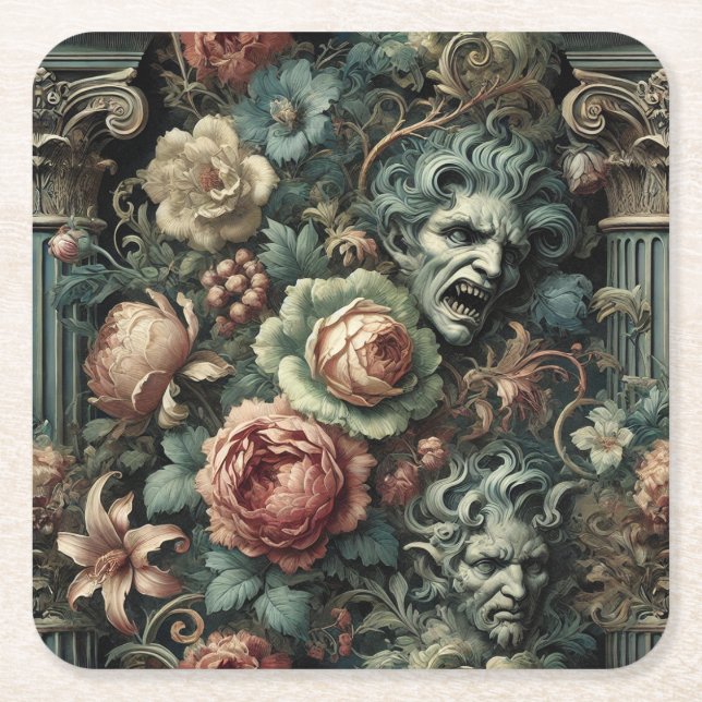 ⚰️ The Grief Council – Gothic Victorian Square Paper Coaster (Front)