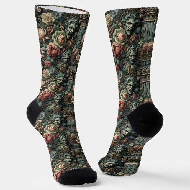 ⚰️ The Grief Council – Gothic Victorian Tapestry Socks (Angled)