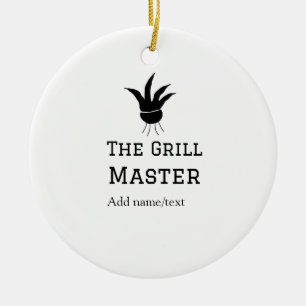 The grill master add name text cooking best barequ ceramic tree decoration