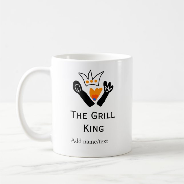 The grill master add name text cooking best barequ coffee mug (Left)