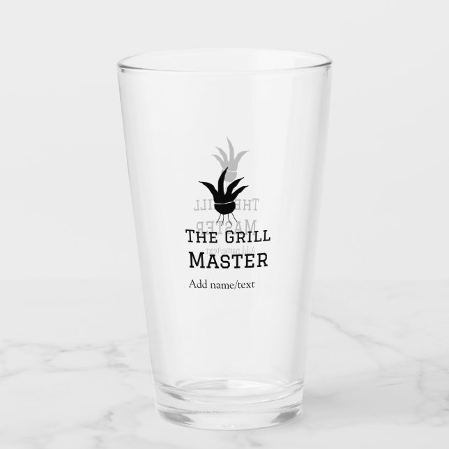 The grill master add name text cooking best barequ glass (Front)