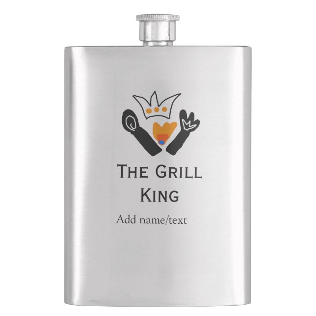 The grill master add name text cooking best barequ hip flask (Front)