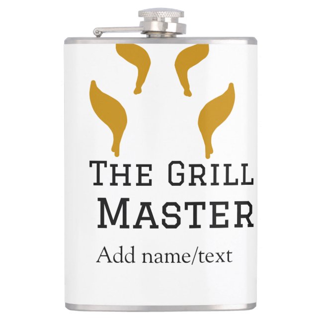 The grill master add name text cooking best barequ hip flask (Front)