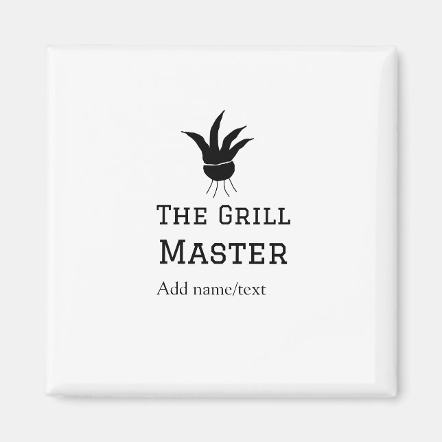 The grill master add name text cooking best barequ magnet (Front)