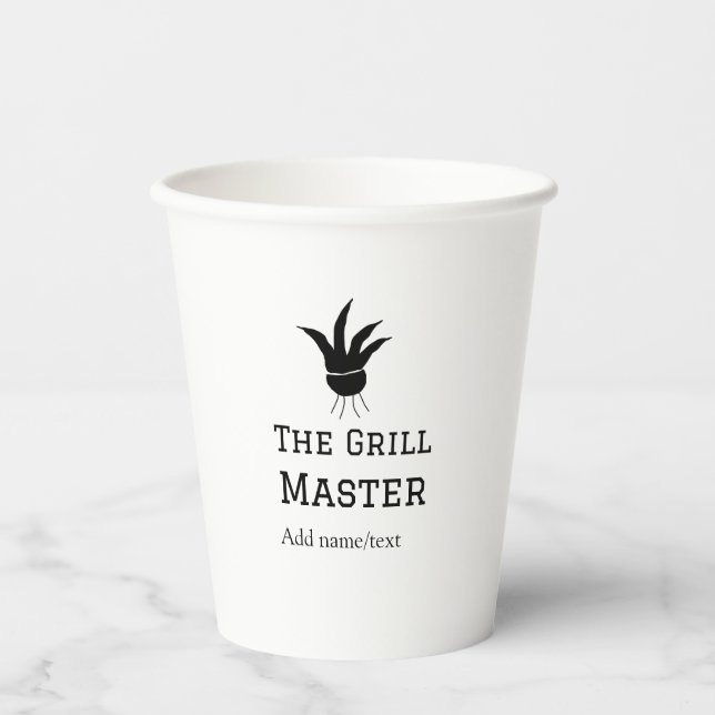 The grill master add name text cooking best barequ paper cups (Front)