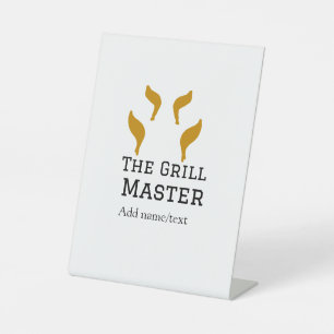 The grill master add name text cooking best barequ pedestal sign