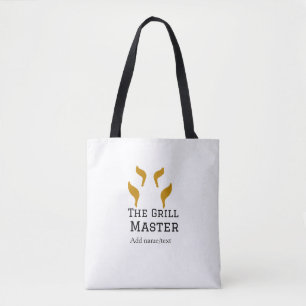 The grill master add name text cooking best barequ tote bag