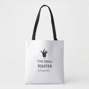The grill master add name text cooking best barequ tote bag