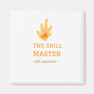 The grill master add name text cooking best yellow magnet