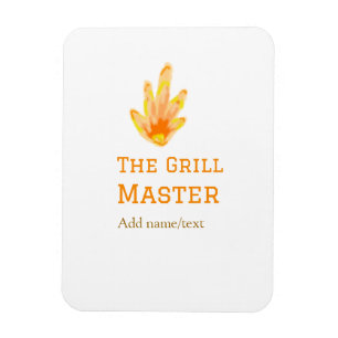 The grill master add name text cooking best yellow magnet