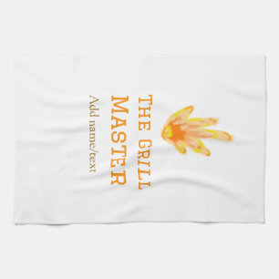 The grill master add name text cooking best yellow tea towel