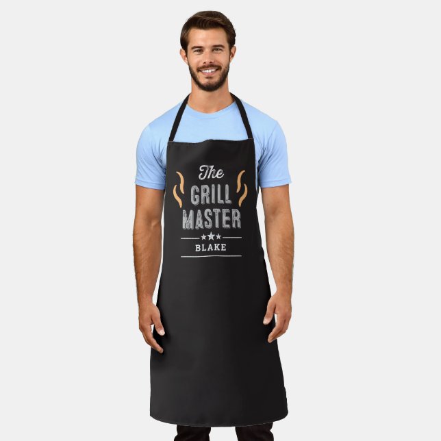 The Grill Master Editable Colour Personalised Apro Apron (Worn)