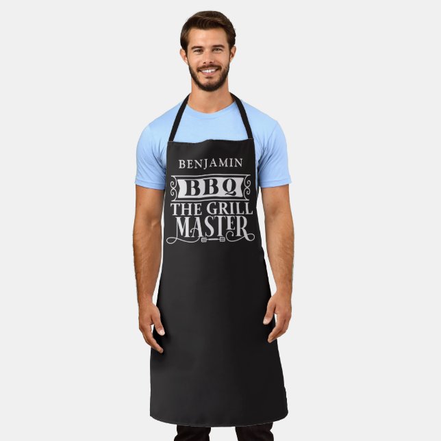 The Grill Master Editable Colour Personalised Apron (Worn)